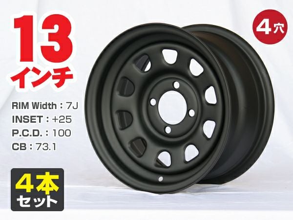 塗装鉄チンホイール　タイヤバリ山 スタッドレスつき　４本　１３インチ　軽に 塗装鉄チンホイール タイヤバリ山 スタッドレスつき 4本 13インチ